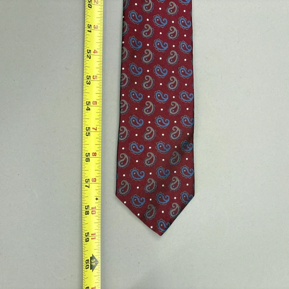 Brooks‎ Brothers Tie Mens Red Paisley Dot Silk Made USA Woven Necktie NWT